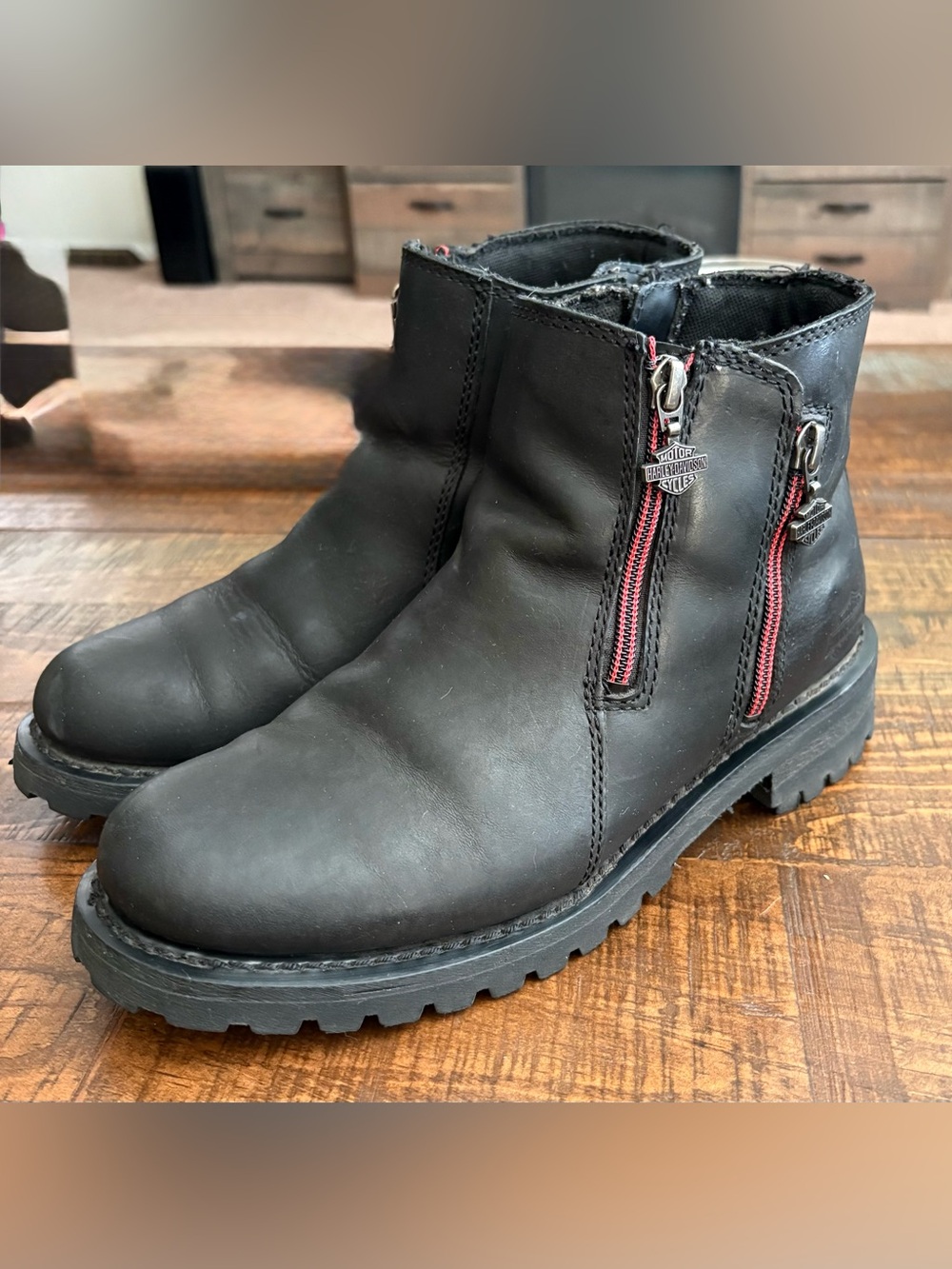 Harley-Davidson Women’s Lamson Black Leather Dual Zip Riding Boots Size 9M